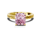 Yellow gold Fancy Pink Radiant  Solitaire Engagement Ring with Scrollwork Band and Four-Prong Setting_150