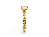 Yellow gold Fancy Pink Radiant  Solitaire Engagement Ring with Scrollwork Band and Four-Prong Setting_151