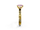 Yellow gold Fancy Pink Radiant  Solitaire Engagement Ring with Scrollwork Band and Four-Prong Setting_152
