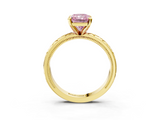 Yellow gold Fancy Pink Radiant  Solitaire Engagement Ring with Scrollwork Band and Four-Prong Setting_153