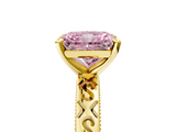 Yellow gold Fancy Pink Radiant  Solitaire Engagement Ring with Scrollwork Band and Four-Prong Setting_155