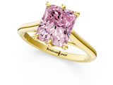 Yellow gold Fancy Pink Radiant  Solitaire Engagement Ring with Six-Prong Setting and Classic Band 2
