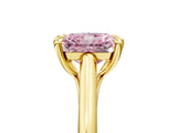 Yellow gold Fancy Pink Radiant  Solitaire Engagement Ring with Six-Prong Setting and Classic Band