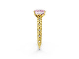 Yellow gold Fancy Pink Radiant  Solitaire Floral Milgrain Engagement Ring_53