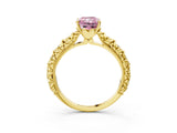 Yellow gold Fancy Pink Radiant  Solitaire Floral Milgrain Engagement Ring_54