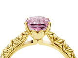 Yellow gold Fancy Pink Radiant  Solitaire Floral Milgrain Engagement Ring_55