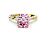 Yellow gold Fancy Pink Radiant  Solitaire Heart Prong Engagement Ring with Tapered Band_55