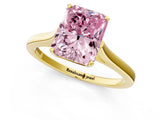 Yellow gold Fancy Pink Radiant  Solitaire Heart Prong Engagement Ring with Tapered Band_56