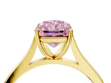 Yellow gold Fancy Pink Radiant  Solitaire Heart Prong Engagement Ring with Tapered Band_59