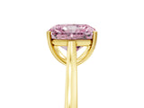 Yellow gold Fancy Pink Radiant  Solitaire Heart Prong Engagement Ring with Tapered Band_60