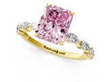 Yellow gold Fancy Pink Radiant  Solitaire Marquise Side Stone Prong Setting Ring_45