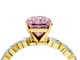 Yellow gold Fancy Pink Radiant  Solitaire Marquise Side Stone Prong Setting Ring_48