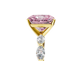 Yellow gold Fancy Pink Radiant  Solitaire Marquise Side Stone Prong Setting Ring_49