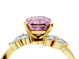 Yellow gold Fancy Pink Radiant  Solitaire Marquise Twist Band with Six-Prong Setting_46
