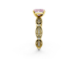 Yellow gold Fancy Pink Radiant  Solitaire Milgrain Diamond Engagement Ring with Bezel and Marquise Band_131