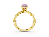Yellow gold Fancy Pink Radiant  Solitaire Milgrain Diamond Engagement Ring with Bezel and Marquise Band_132