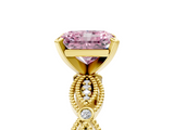 Yellow gold Fancy Pink Radiant  Solitaire Milgrain Diamond Engagement Ring with Bezel and Marquise Band_134