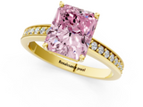 Yellow gold Fancy Pink Radiant  Solitaire Pavé Band Prong Setting Ring_21