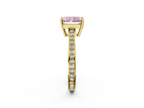 Yellow gold Fancy Pink Radiant  Solitaire Pavé Band Prong Setting Ring_22