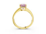 Yellow gold Fancy Pink Radiant  Solitaire Pavé Band Prong Setting Ring_23
