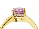 Yellow gold Fancy Pink Radiant  Solitaire Pavé Band Prong Setting Ring_24