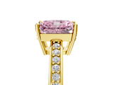 Yellow gold Fancy Pink Radiant  Solitaire Pavé Band Prong Setting Ring_25