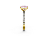 Yellow gold Fancy Pink Radiant  Solitaire Pavé Band with Four-Prong Setting_157