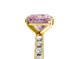 Yellow gold Fancy Pink Radiant  Solitaire Pavé Band with Four-Prong Setting_160