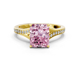Yellow gold Fancy Pink Radiant  Solitaire Pavé Band with Four-Prong Setting_28