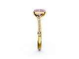 Yellow gold Fancy Pink Radiant  Solitaire Pavé Band with Four-Prong Setting_30