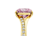 Yellow gold Fancy Pink Radiant  Solitaire Pavé Band with Four-Prong Setting_33