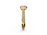 Yellow gold Fancy Pink Radiant  Solitaire Pavé Diamond Engagement Ring with Four-Prong Setting_139