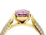 Yellow gold Fancy Pink Radiant  Solitaire Pavé Diamond Engagement Ring with Four-Prong Setting_141