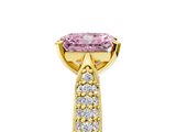 Yellow gold Fancy Pink Radiant  Solitaire Pavé Diamond Engagement Ring with Four-Prong Setting_142