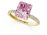 Yellow gold Fancy Pink Radiant  Solitaire Pavé Diamond Engagement Ring with Four-Prong Setting_42