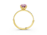 Yellow gold Fancy Pink Radiant  Solitaire Pavé Diamond Engagement Ring with Four-Prong Setting_44