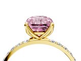 Yellow gold Fancy Pink Radiant  Solitaire Pavé Diamond Engagement Ring with Four-Prong Setting_45