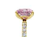 Yellow gold Fancy Pink Radiant  Solitaire Pavé Diamond Engagement Ring with Four-Prong Setting_46