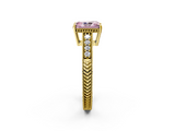 Yellow gold Fancy Pink Radiant  Solitaire Pavé Diamond Milgrain Engagement Ring with Four-Prong Setting_34