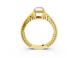 Yellow gold Fancy Pink Radiant  Solitaire Pavé Diamond Milgrain Engagement Ring with Four-Prong Setting_35