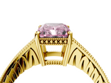 Yellow gold Fancy Pink Radiant  Solitaire Pavé Diamond Milgrain Engagement Ring with Four-Prong Setting_36