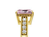 Yellow gold Fancy Pink Radiant  Solitaire Pavé Diamond Milgrain Engagement Ring with Four-Prong Setting_37