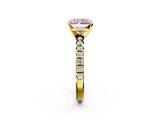 Yellow gold Fancy Pink Radiant  Solitaire Pave Diamond Engagement Ring with Four-Prong Setting_182