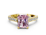 Yellow gold Fancy Pink Radiant  Solitaire Pave Diamond Engagement Ring with Prong Setting_20