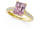 Yellow gold Fancy Pink Radiant  Solitaire Pave Diamond Engagement Ring with Prong Setting_21