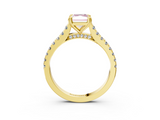 Yellow gold Fancy Pink Radiant  Solitaire Pave Diamond Engagement Ring with Prong Setting_23