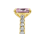 Yellow gold Fancy Pink Radiant  Solitaire Pave Diamond Engagement Ring with Prong Setting_25