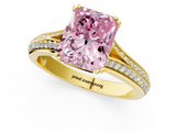 Yellow gold Fancy Pink Radiant  Solitaire Pave Split Shank Engagement Ring with Six-Prong Setting_38