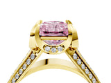 Yellow gold Fancy Pink Radiant  Solitaire Pave Split Shank Ring with Four-Prong Setting_85