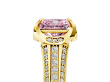 Yellow gold Fancy Pink Radiant  Solitaire Pave Split Shank Ring with Four-Prong Setting_86